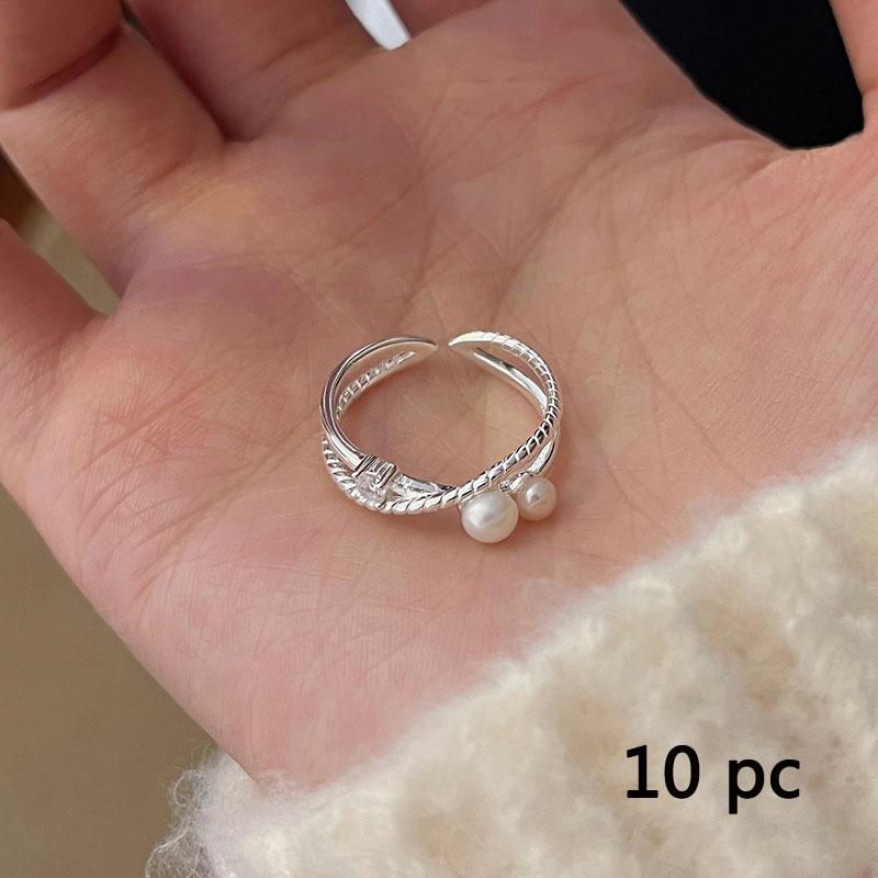 Inele Cruce Perle Niche Femei Simple Stil Rece Lux Ușor Senzație Seniorială Personalitate Modă Bijuterii Deget Arătător