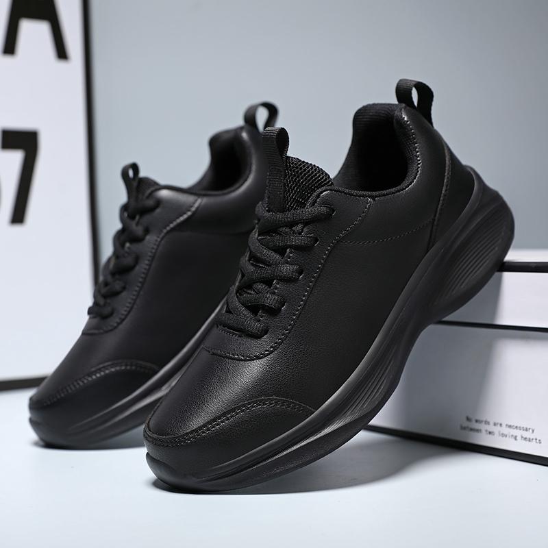 Fashion Autumn Winter Leather Sneakers Black Casual Shoes for Women Sneakers Non-slip Lace-up Waterproof Sports Shoes for Men Shoes