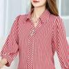 Female Clothing Commute Striped Shirt Casual Loose Fashion Turn-down Collar Chic Button Spring Summer 3/4 Sleeve Loose Blouse