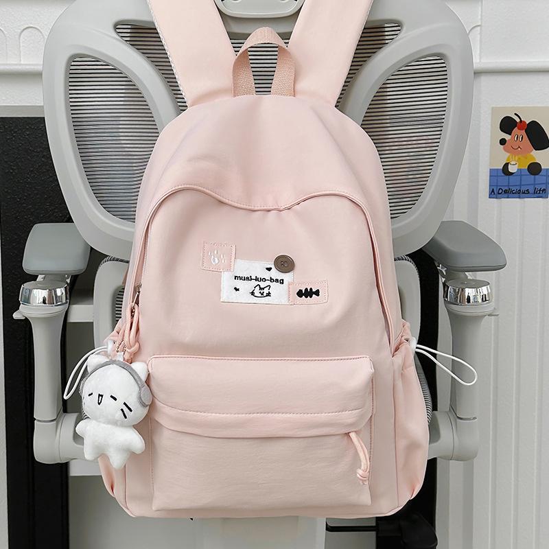 Schoolbag Japanese College Student Female Ins Versatile Cute Simple Schoolbag Solid Color Backpack Large Capacity Lightweight Backpack