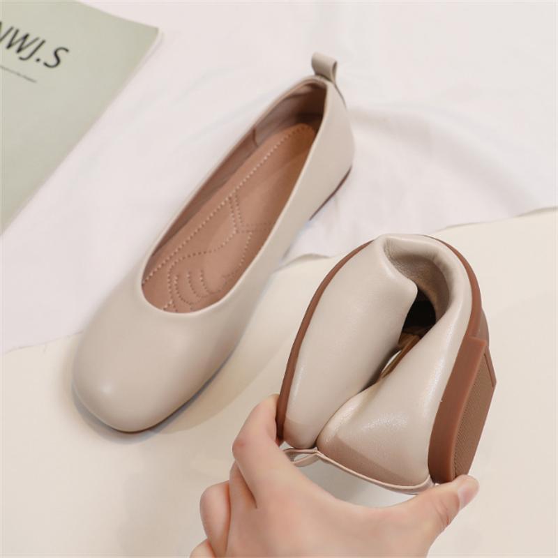 Genuine Leather Woman Casual Flats Female Retro Shoes Low Heeled Soft Soled Flat Shoes Casual Versatile Loafers Women