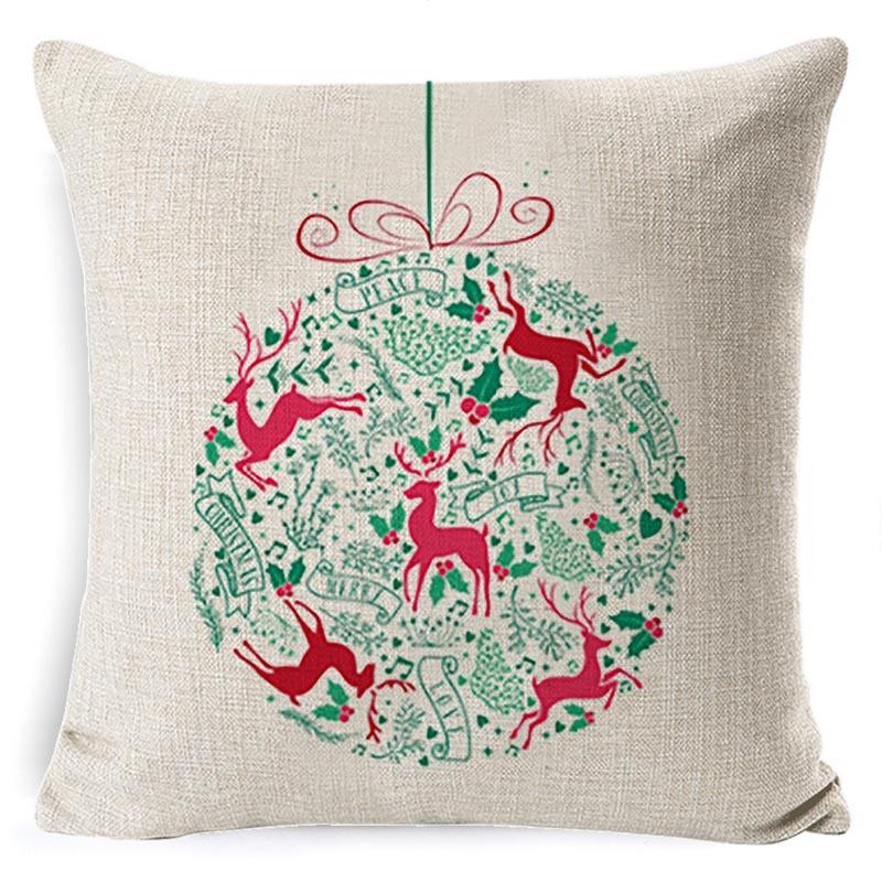 Pillow Cushion Cover Linen Santa Claus Pillow Cover Linen Material