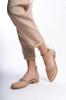 Women's Flat Shoes Trey Black Skin Stone Detailed Ballerinas with Open Sides