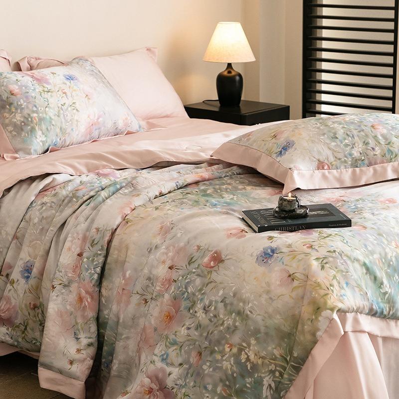 Luxury 100% Lyocell Tencel Summer Quilt Set Four-Piece Air Conditioning Quilt High-End Sensation A-Class Baby-Friendly Bedding