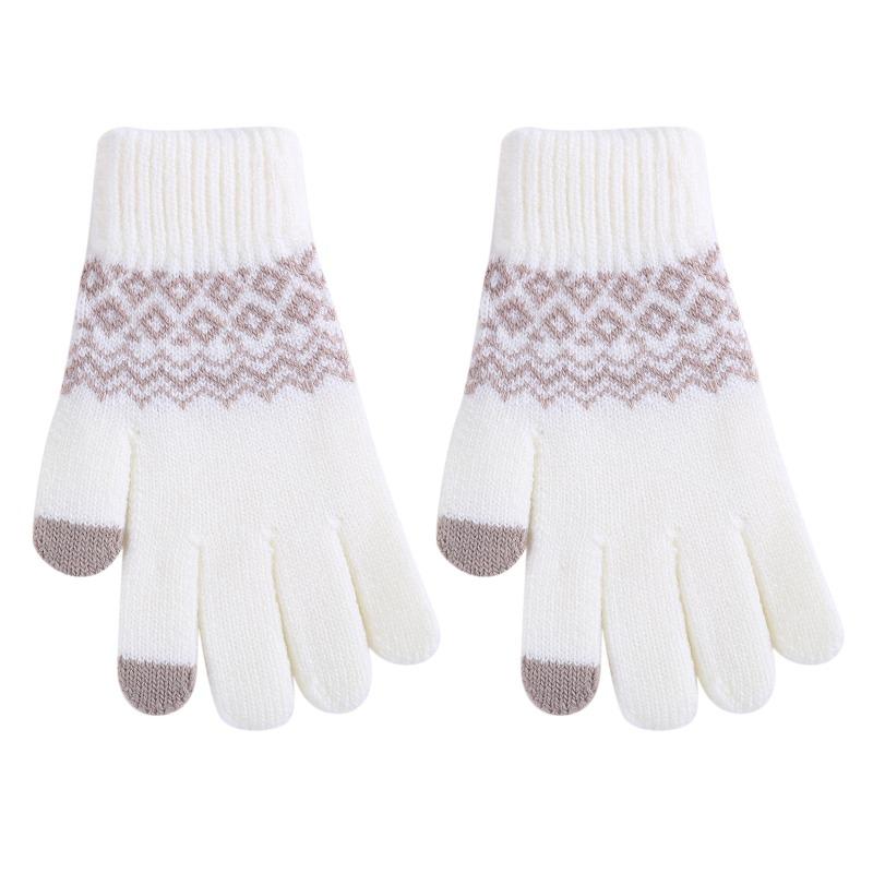 Women Men Fashion Winter Knitted Warm Driving Cycling Gloves Outdoor Thickened Touch Screen Gloves Jacquard Gloves for Cold Weather
