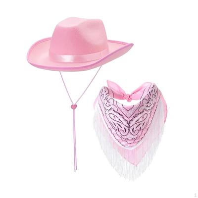 Cowboy Hat and Bandana Cowgirl Headgear Jazz Costume Accessories for Carnival Birthday Party