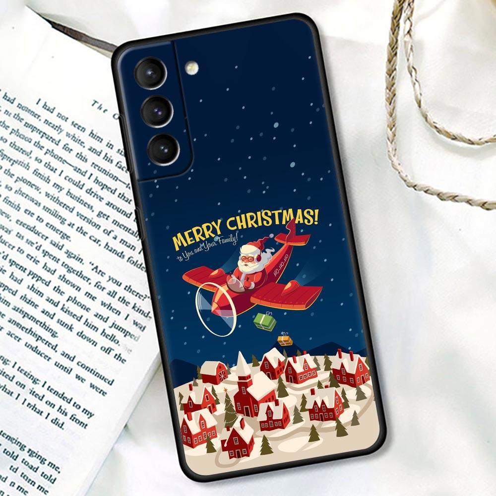 S24Ultra For Samsung Galaxy S21 S20 FE S22 Ultra 10 S23 S24 Plus Phone Case Funda Cover Merry Christmas Gift Santa Claus Snowman