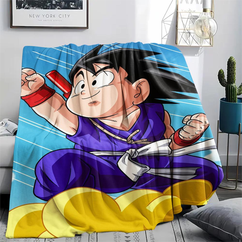 Goku Dragon Ball Cartoon Pattern Flannel Blanket, High Quality Comfortable for All Seasons, Home Decor, Warmth and Comfort, Perfect for Gifts.