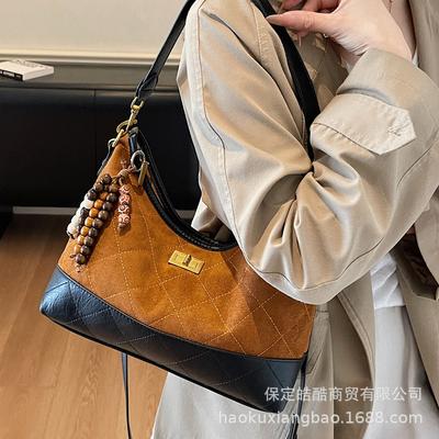 Suede Bag Women's 2025 New High-end Diamond Shoulder Bag Large-capacity Tote Bag Commuter Messenger Bag