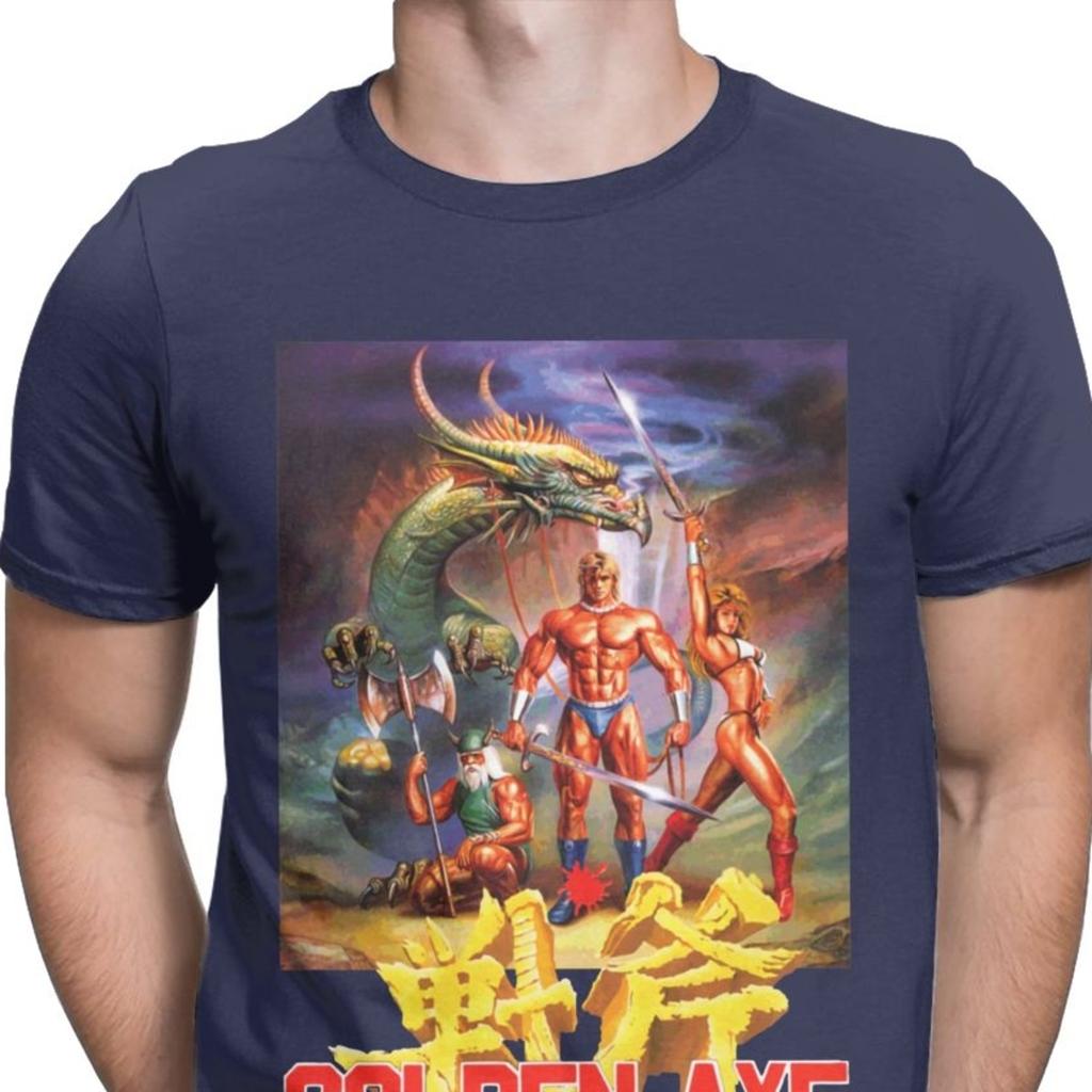 Golden Axe Streets Of Rage T-Shirt für Herren Reines Baumwoll-Vintage-T-Shirt Retro Axel Blaze Kampfspiel-T-Shirts