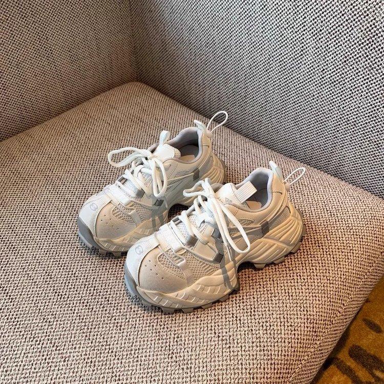 

[Armano] Ретро кроссовки папины туфли с цветной полировкой, женский тренд 2025 весна и лето, новые сетчатые дышащие кроссовки на платформе 40 бежевый