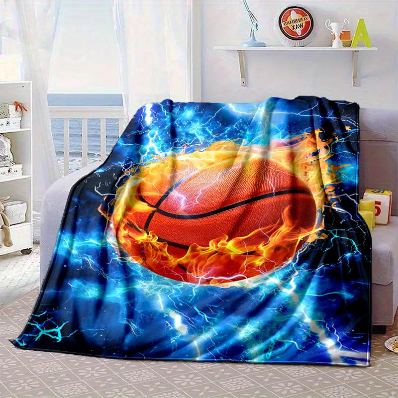 Soccer Ball Bursting Through Blanket Flannel Blanket for Bed, Sofa, Camping, Hiking, Picnic Essentials, Gift for Family Fan Gifts