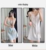 2025 Women's Pure Desire Ice Silk Robe with Lace Trim & Spaghetti Straps, Solid Color, Simple, Chest-Padded Homewear