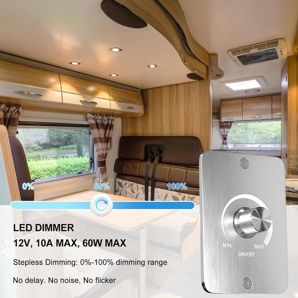 12V LED Dimmer with 3 Wire Switch LED Light Dimmer Controller Easy To Use for Adjustable Lighting In Boats & Trailers