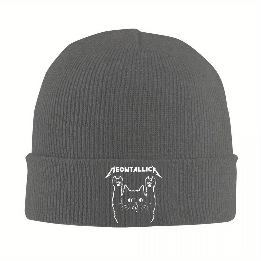 Meowtallica Funny Cat Shirt X Joy Collection Classic Knitted Hat Beanies Autumn Winter Hat Meowtallica Cat Rock Music Caps