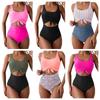2025 Sexy Backless One-Piece Swimsuit: Solid Color, Hollow Out Design for Women