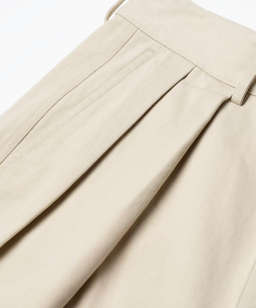 CONNECT KINLOCH Washed Cotton Loose Fit Double-Pleat Pants [Beige]