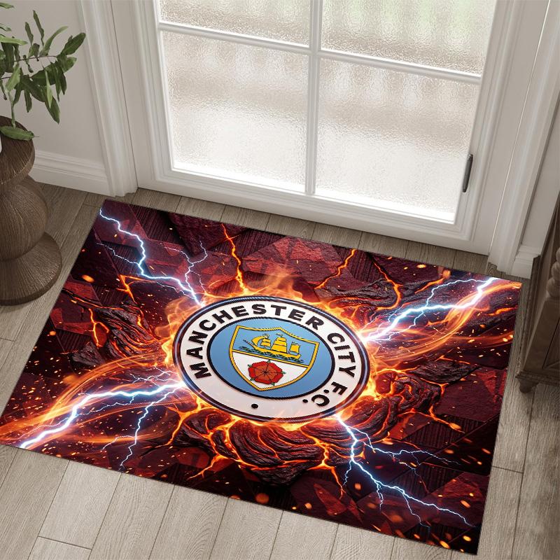 Manchester City Design Crystal Velvet Carpet Cozy Non?Slip Printed Rug For Bedroom Living Room Entrance