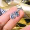 Luxury Female Geometric Square Crystal Zircon Earrings Inlaid with AAA Ladder CZ Fashion  Sterling Silver Earrings for Women