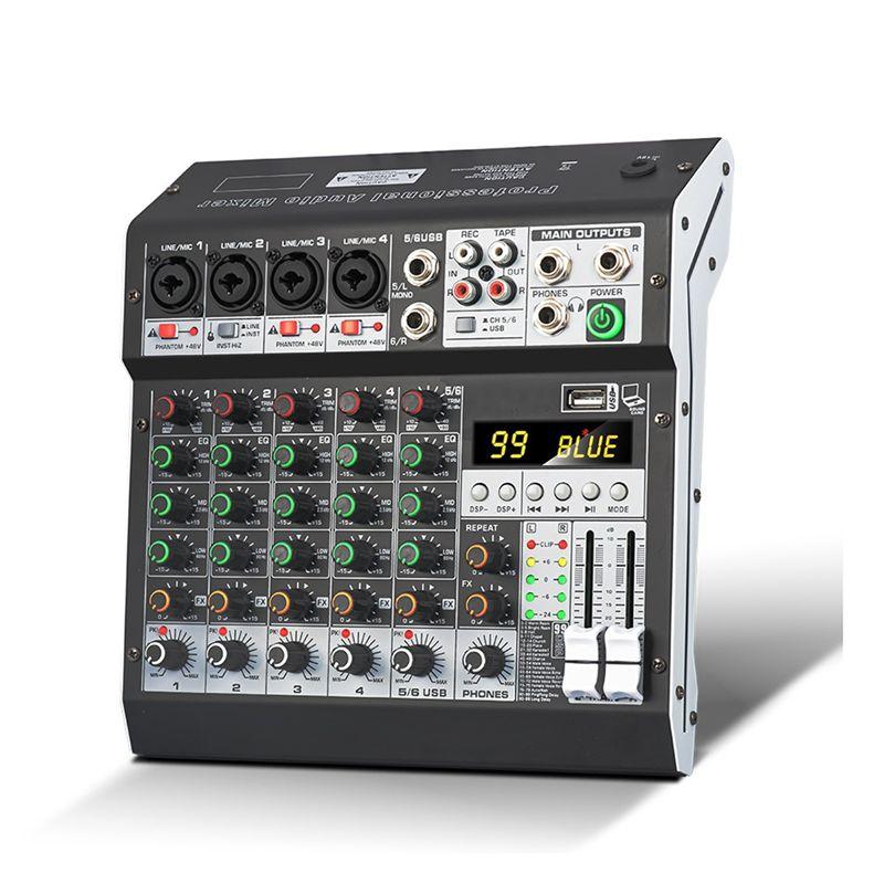 

ABNR NA4 99 DSP Effects Audio Mixer Bluetooth Support Multi-Channel Recording PC 48V Phantom Power чёрный