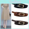 Minimalist Pu Leather Waist Belt For Women With Rectangular Buckle Design
