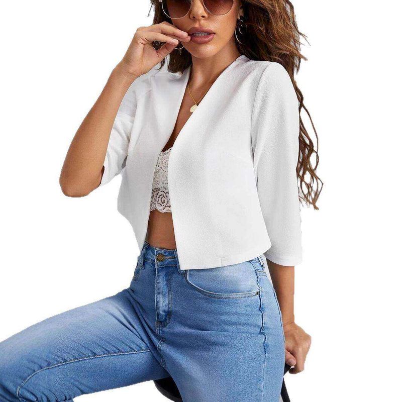 Solid Color Cropped Women's Blazer