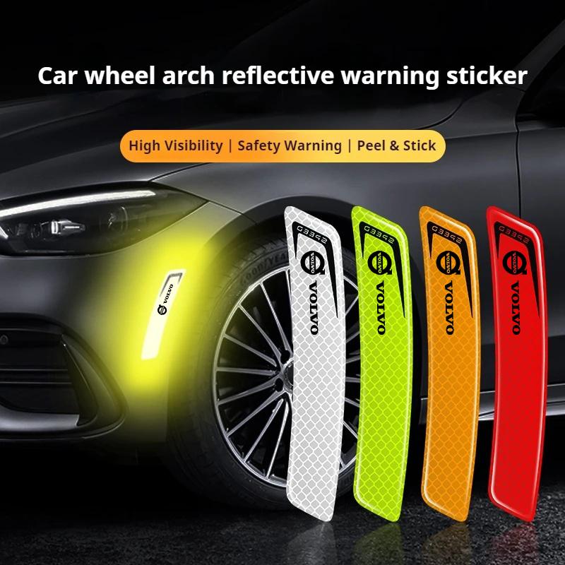 2pcs Car Reflective Warning Stickers, Wheel Eyebrow Anti-Collision Strips for Volvo XC90 XC60 V50 S60 V70 , Exterior Accessories