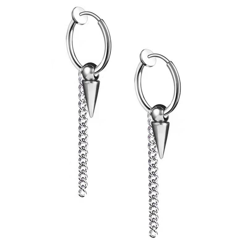 

Серьги-кольца с цепочками-кисточками из нержавеющей стали для мужчин - Не требуют пирсинга