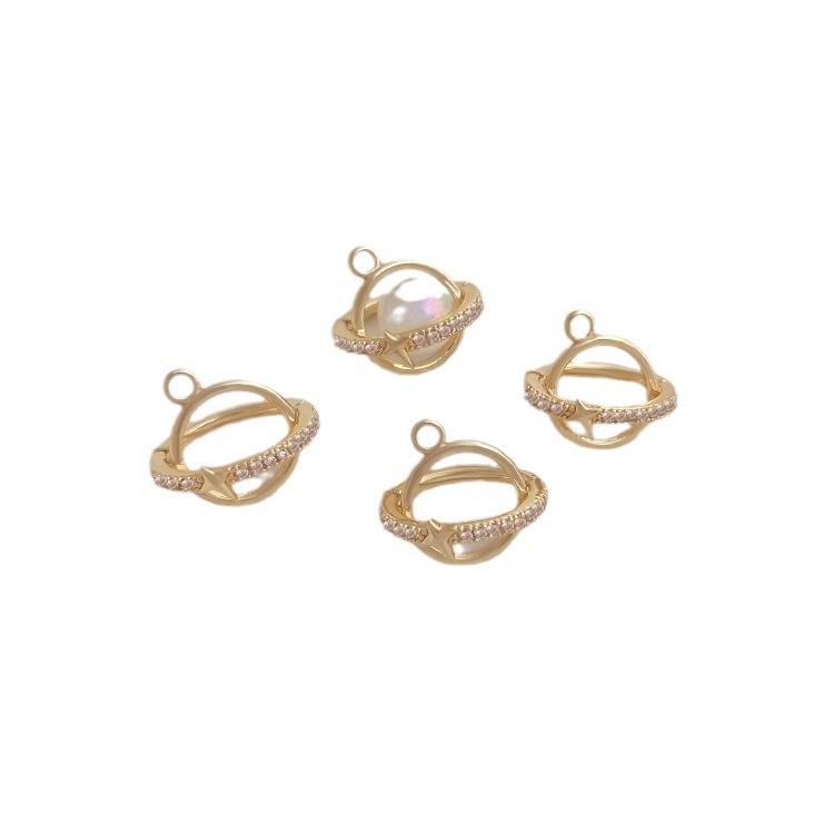 14K Gullfylt Zirkon Planet Lås Anheng for DIY Smykker