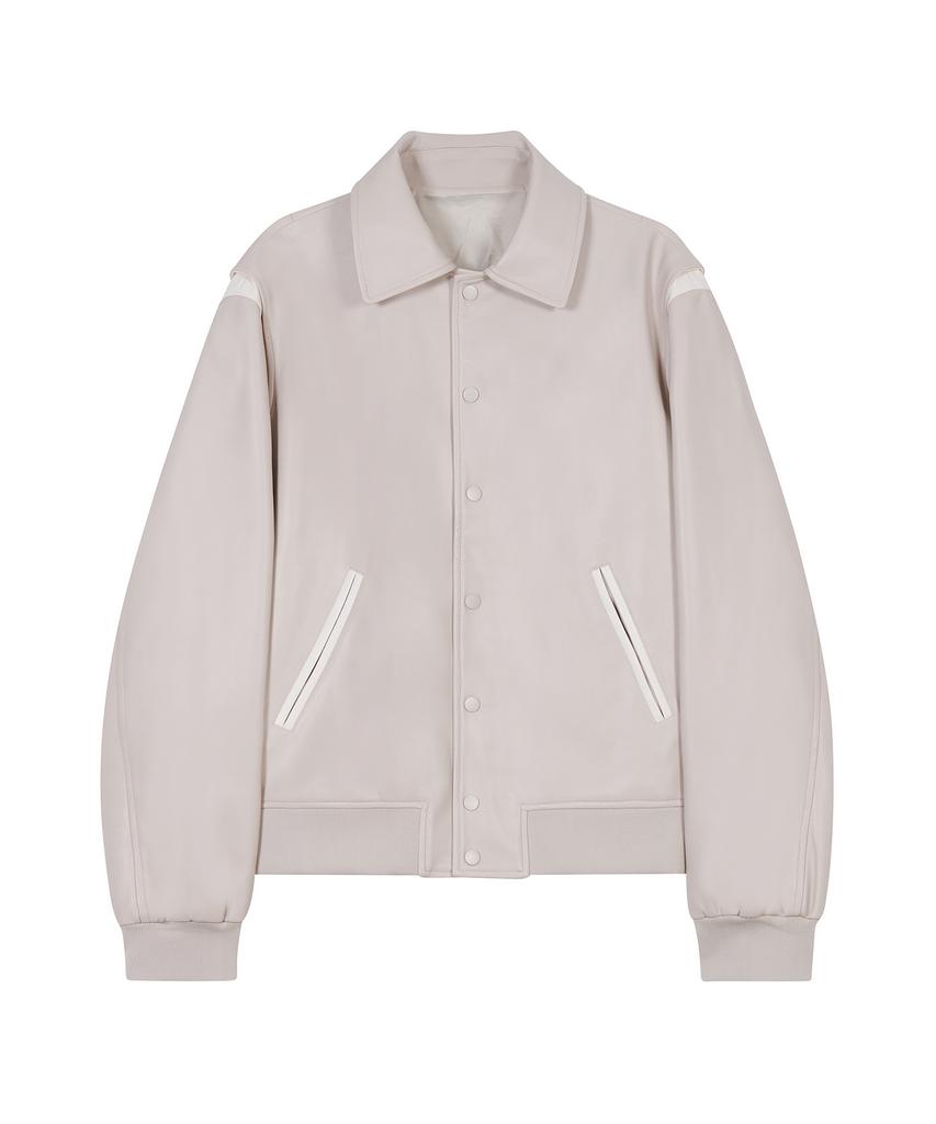 Ironyporno Whiteline 86-Iro199 Color Mix Varsity Leather Jacket Ivory