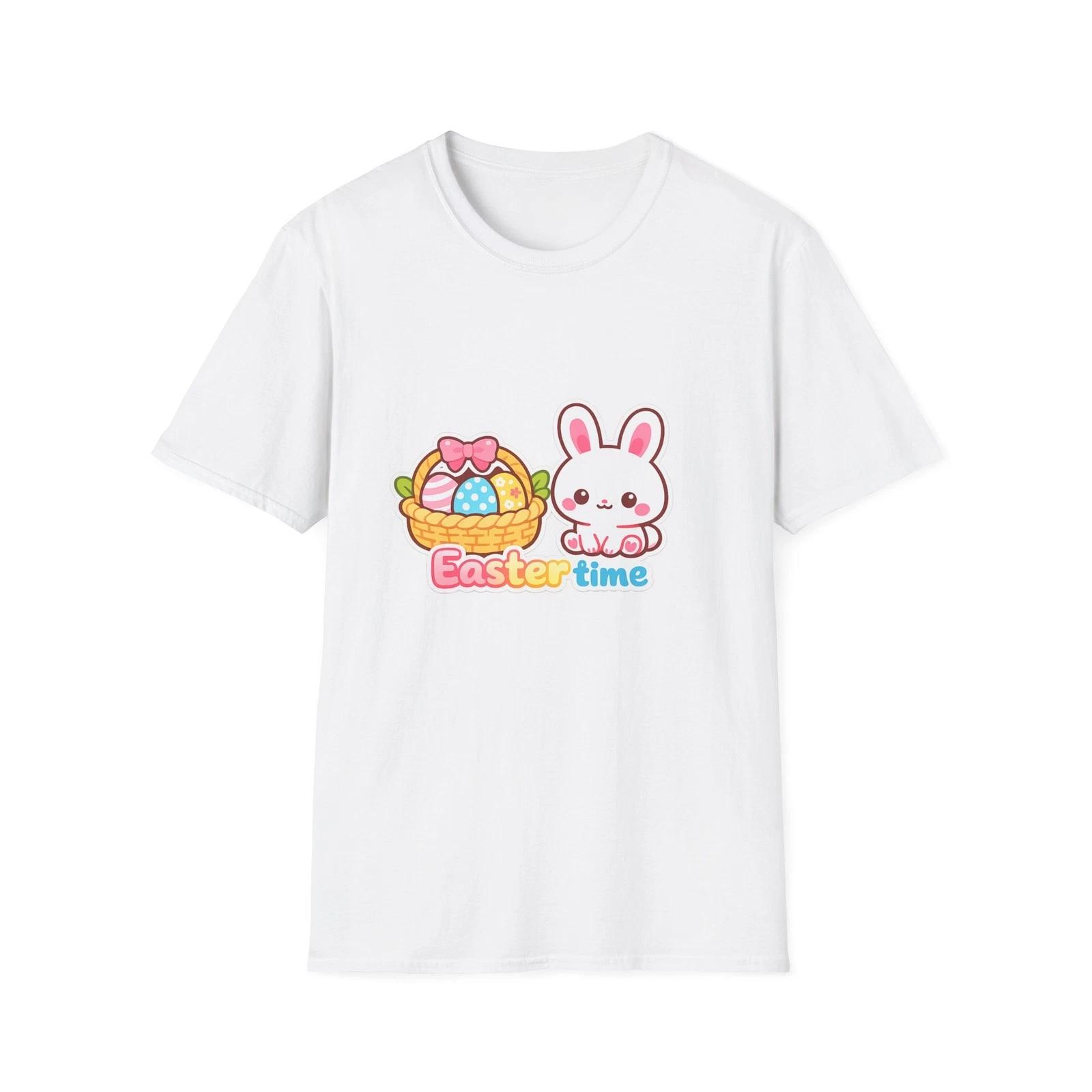 Easter bunny and basket T-Shirt | Easter time pastel design M