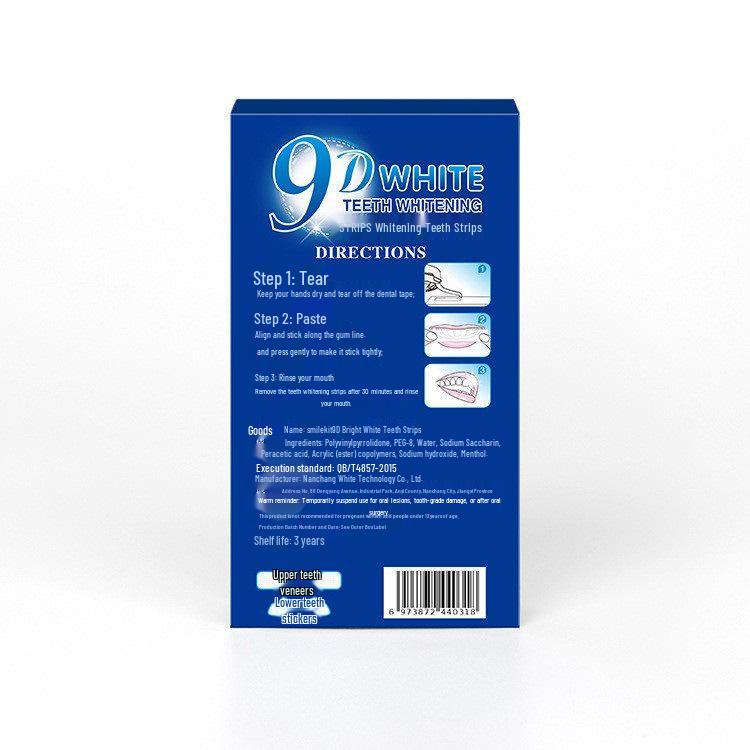 In Stock: 9D Teeth Whitening Strips - Remove Yellowing, Whiten, Clean, Tartar Removal, Dazzling and Bright White for Students.