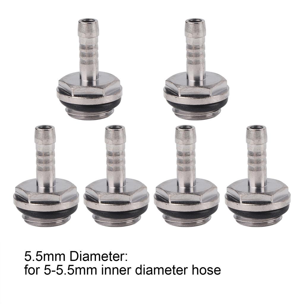 6 PCS PC Water Cooling Two touch Fitting G1 4 Thread Barb Connector for Tube