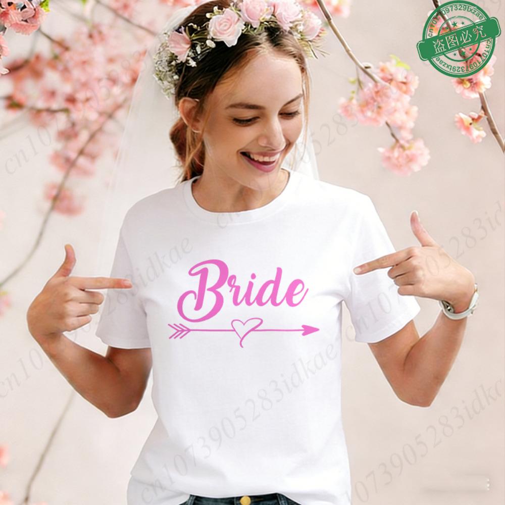 

Team Bride Squad Matching T-Shirts, Arrow Heart Graphic Tees, Short Sleeve O Neck Tops for Bachelorette Party & Bridal Shower M