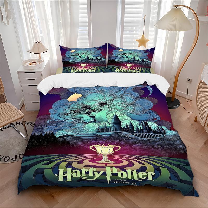 

3pcs Harry Potter Bedding Set, Soft Polyester Duvet Cover and Pillowcases Seasons all suitable, Design for Bedroom L1003108 135x200cm