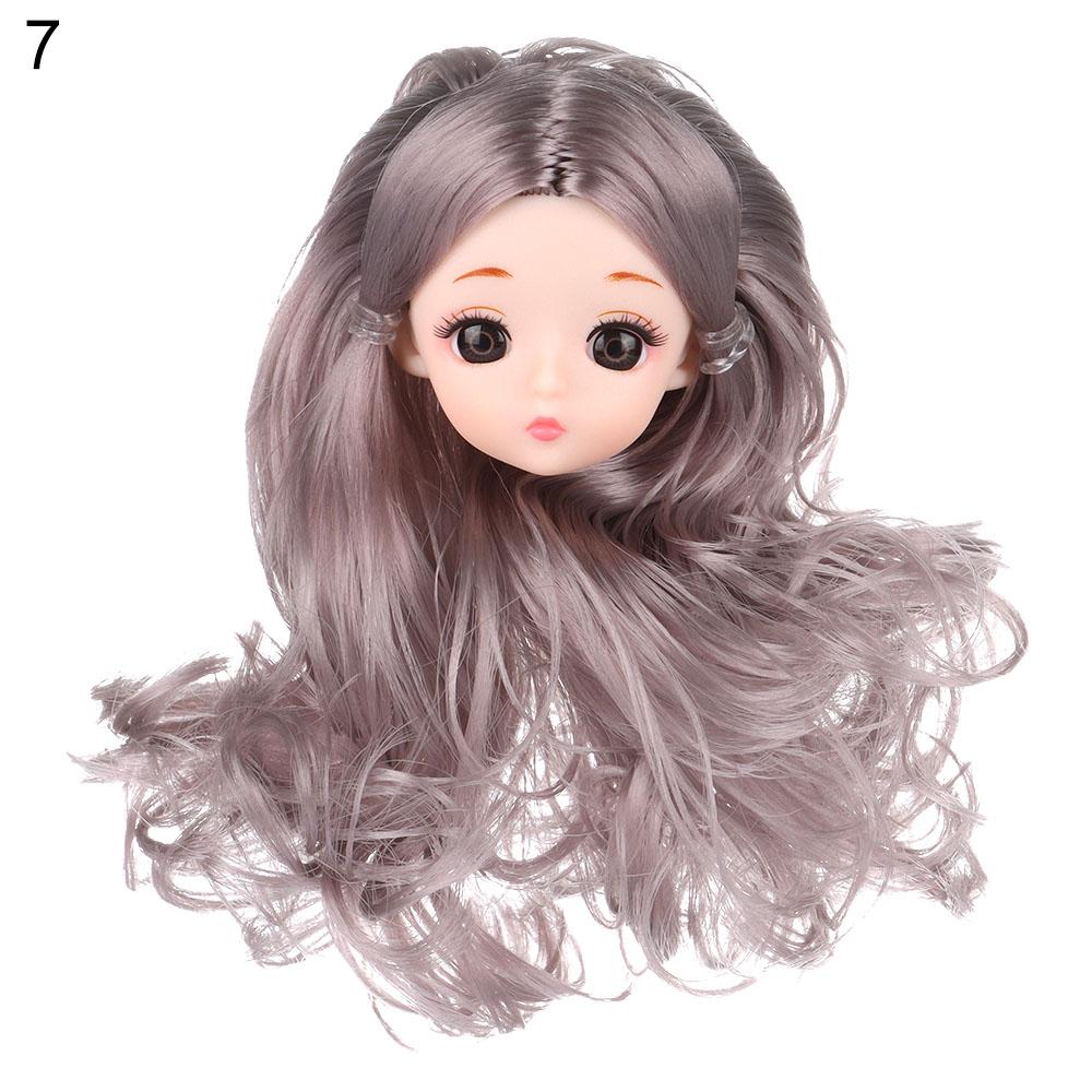 30CM Doll Head With Long Curly Hair Straight Wig For 16cm Dolls Accessories Removable Joint Toys DIY Head For 1/6 BJD Dolls