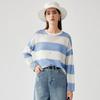 Zhaojun Women's Striped Mulberry Silk Blend Long-Sleeve Knit Top