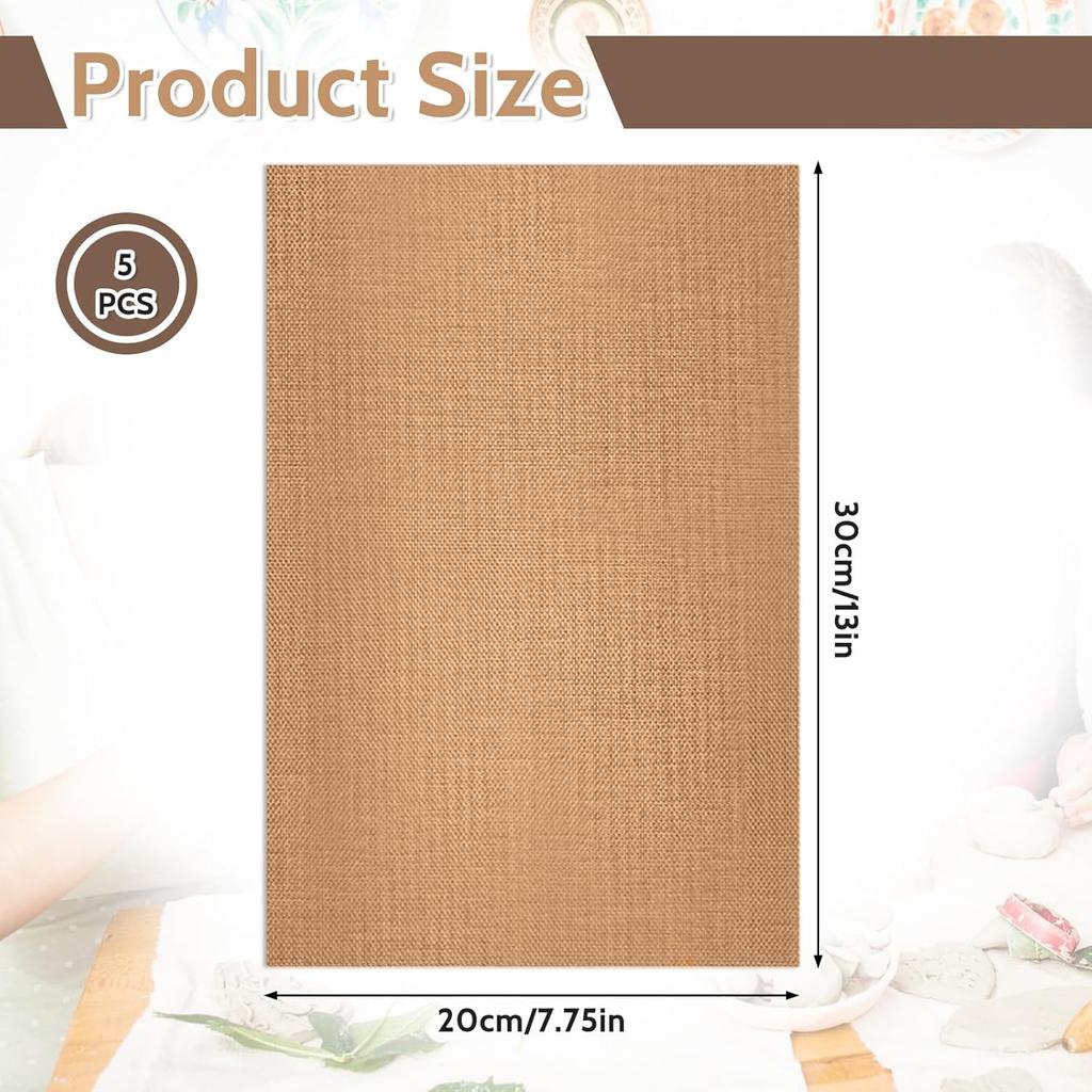 Clay Mat 5 Pack Non Skid Mat Nonstick Heat-Resistant Polymer Clay Craft Mat for DIY Crafts Projects, Clay Pottery, Bake Clay Tool Oven, 11.8 x 7.9