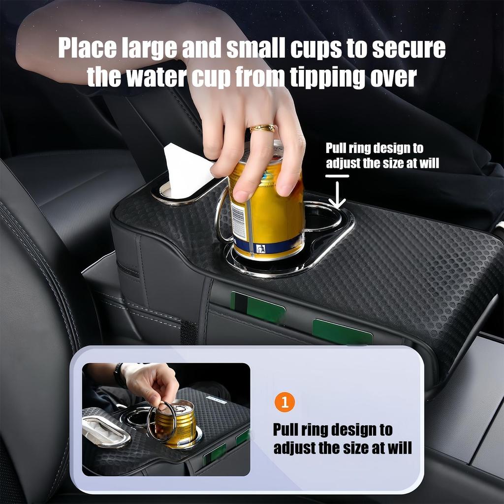 Armrest Storage Box Long-Lasting Organization With Elastic Strap Car Center Console Storage Box For Family Adults Men Women