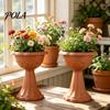 Kunststoff-Blumenurne Pflanzgefäß, Kelchförmiger Blumentopf, Leichter Blumentopf mit Drainagelöchern für Innen Außen Garten Terrasse Veranda Dekoration