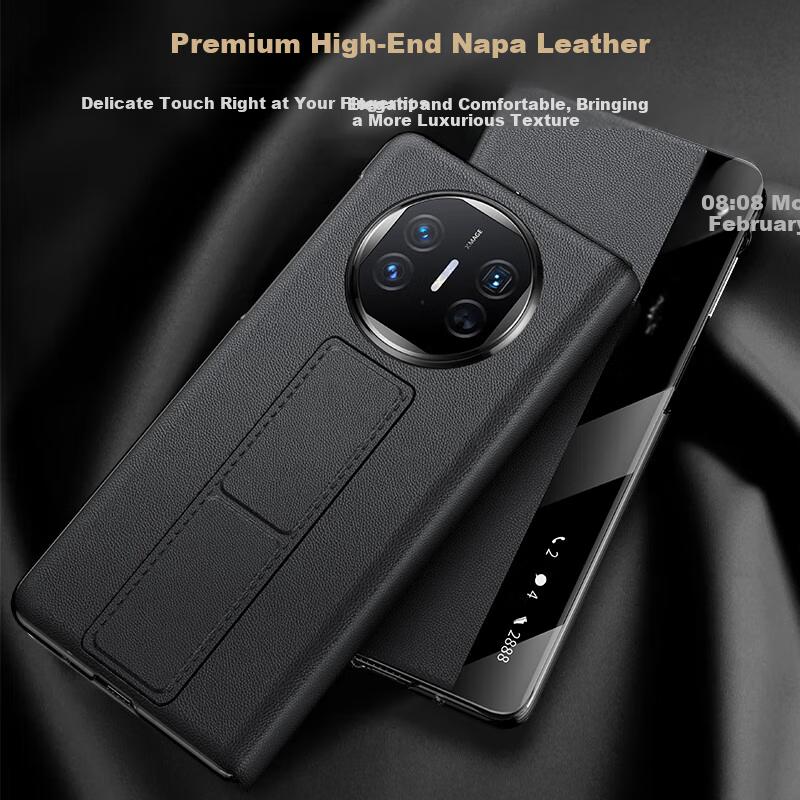 Wristband Stand Case for Huawei X5 Mate X5 Collector Edition Foldable Screen Leather Full Coverage Shockproof Magnetic Flip Smart Window Unisex