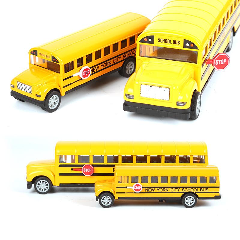 School Bus Children's Alloy Pullback Toy Simulation Open-door Campus Car Model