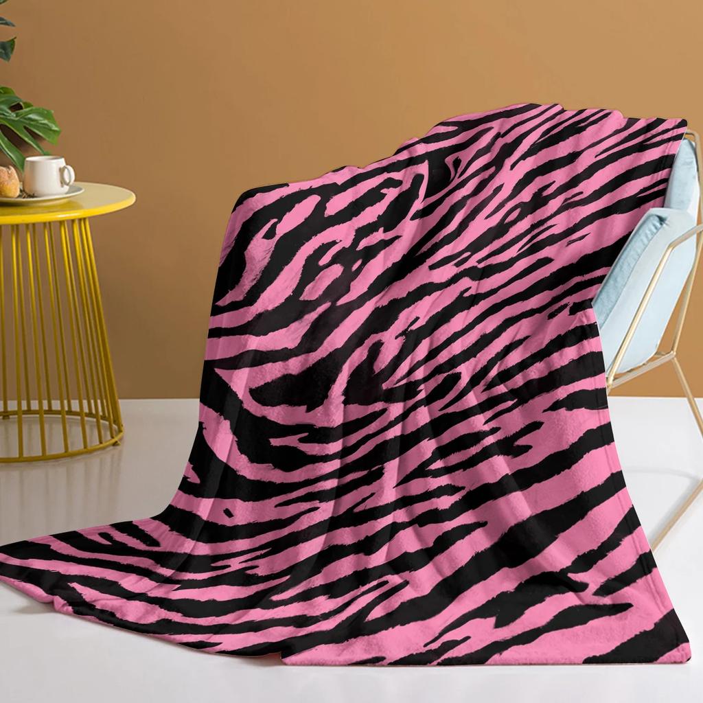 Pink Leopard Print Throw Blanket Zebra Skin Warm Plush Blankets for Kids Adults Teen for Sofa Couch and Bed
