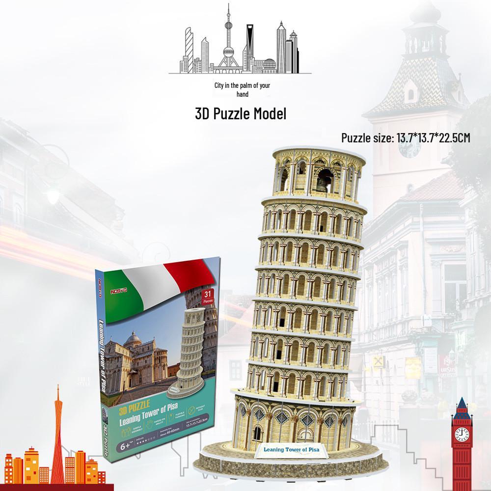 Large 3D World Architecture Puzzle - Handmade Cardboard Model for Children