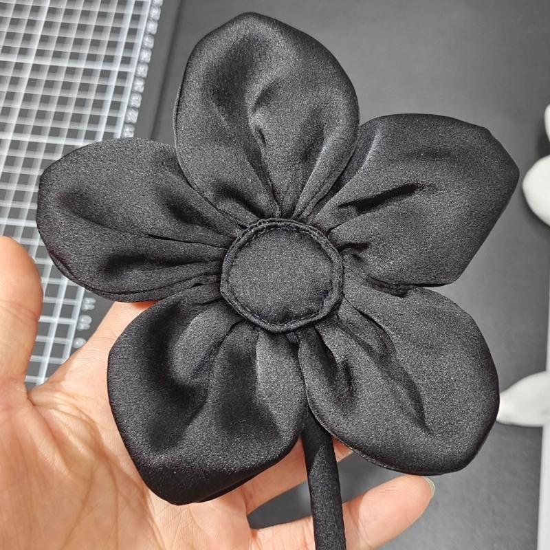 Black White Fabric Flower Brooch Pins Exaggerated Corsage Fashion Jewelry Brooches for Women Shirt Collar Accessories