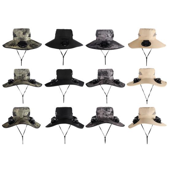 Sun Hat Unisex Ventilated Bucket Hat with Built-in Battery Panel Adjustable