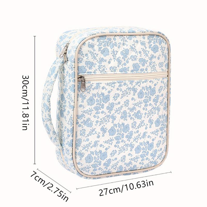 Große Bibelhülle für Frauen, Gesteppte Bibeltasche, Blumen-Bibeltaschen mit Reißverschlusstasche und Henkel, Bibelstudienzubehör