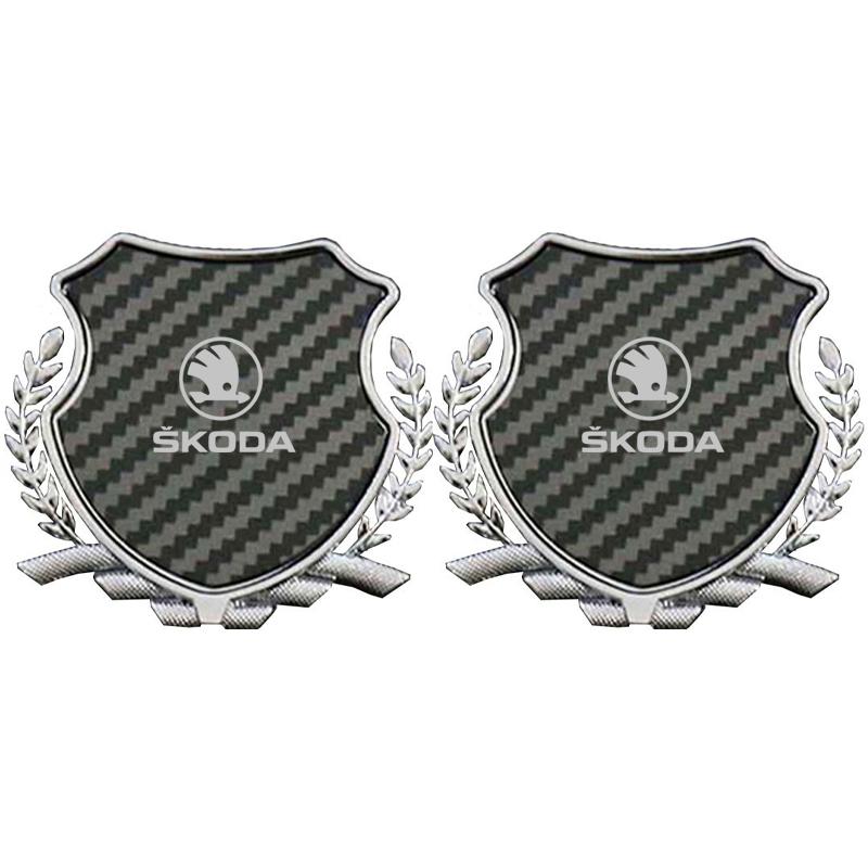JKFB8 Zinc Alloy Car Logo Side Fender Emblem Body Window Badge for Skoda Superb Fabia Octavia Laura Rapid Yeti Karoq Kodiaq Scala
