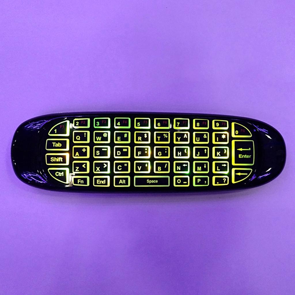 C120 USB 2.4G Motion Sensing Air Fly Remote Mouse Teclado com luz de fundo colorida