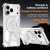 For iPhone 17 16 15 14 13 Pro Max Transparent Aluminum Alloy Frame Phone Case For Magsafe 360° Rotate Magnetic Shockproof Cover